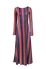 Current Boutique-Something Navy - Shimmering Rainbow Striped Knit Reversible Maxi Dress Sz S
