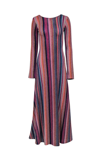 Something Navy - Shimmering Rainbow Striped Knit Reversible Maxi Dress Something Navy - Shimmering Rainbow Striped Knit Reversible Maxi Dress
