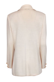 Current Boutique-St. John - Cream Knit Gold Button Front Blazer Sz 12