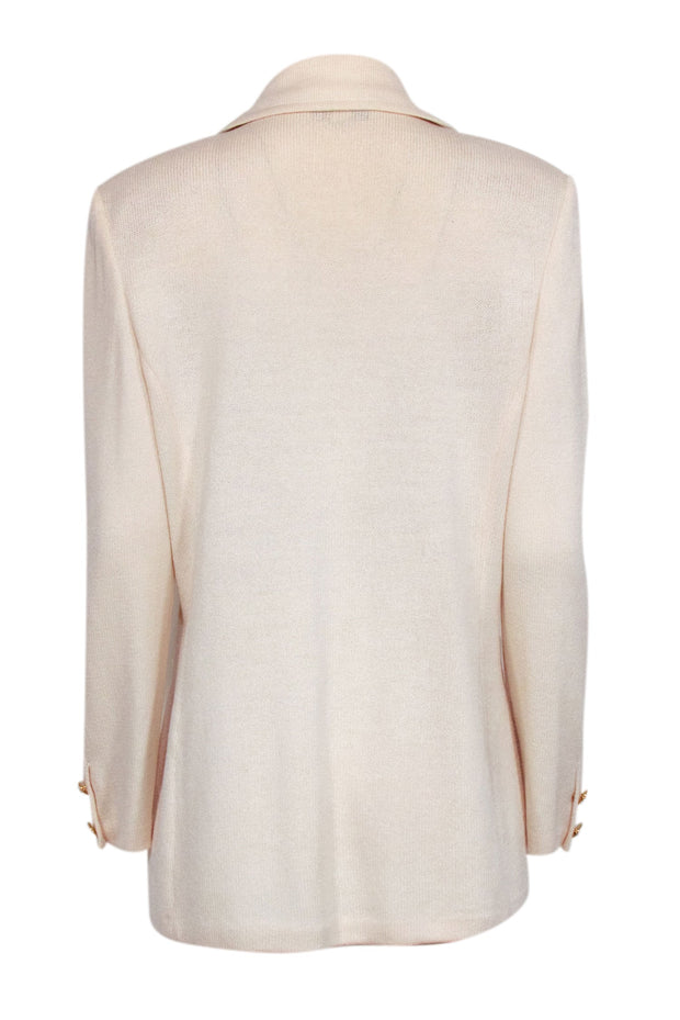 Current Boutique-St. John - Cream Knit Gold Button Front Blazer Sz 12