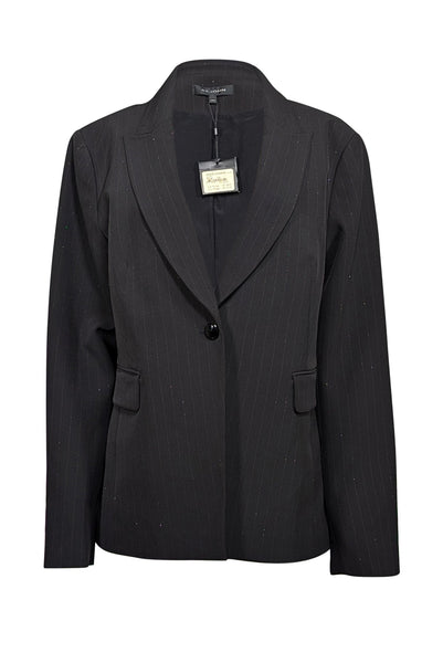 St. John - Black Blazer w/ Brown & Metallic Stripes Sz 16 display picture 1
