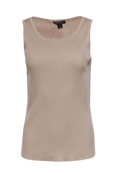 Current Boutique-St. John - Dark Beige Wool Ribbed Tank Top Sz M