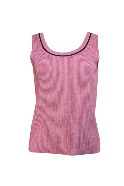 St. John - Lilac Knit Tank Top w/ Contrast Trim Sz S - Current Boutique