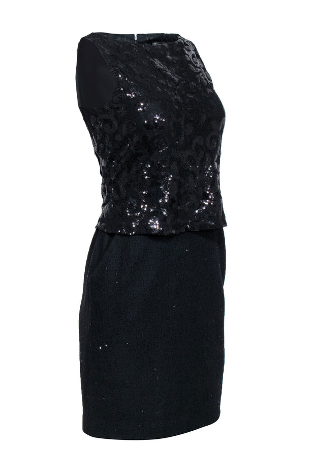 Current Boutique-St. John - Black Sequin & Lace Sleeveless Dress Sz 4