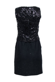 Current Boutique-St. John - Black Sequin & Lace Sleeveless Dress Sz 4
