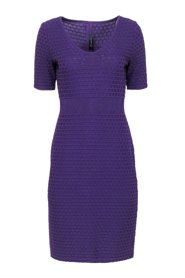 St. John - Purple Textured Knit Sheath Dress Sz 4 St. John - Purple Textured Knit Sheath Dress Sz 4