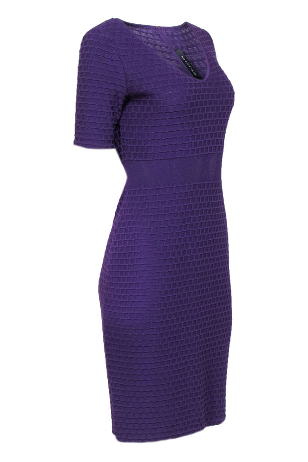dark purple knit dress Purple Sweater Dress - Long Sleeve Midi Dress - Ribbed Knit Dress
