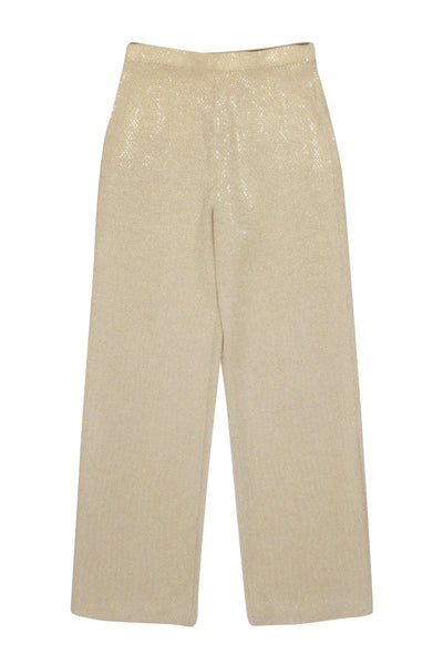 Current Boutique-St. John - Gold Sparkle Knit Pants Sz 6