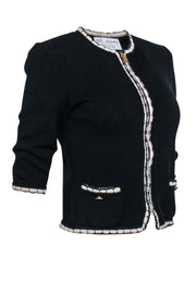 Current Boutique-St. John Collection - Black Knit Crop Jacket Sz 0
