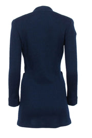 Current Boutique-St. John - Navy Knit Wool Blend Sing Button Jacket Sz 2