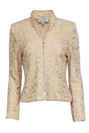 Current Boutique-St. John - Gold Brocade Knit Zip Up Jacket Sz 4