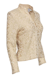 Current Boutique-St. John - Gold Brocade Knit Zip Up Jacket Sz 4