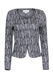 Current Boutique-St. John - White & Black Metallic Knit Jacket w/ Rhinestones Sz 2