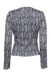 Current Boutique-St. John - White & Black Metallic Knit Jacket w/ Rhinestones Sz 2