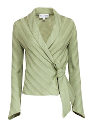Current Boutique-St. John - Sage Green Thick Ribbed Wrap Sweater Sz 2