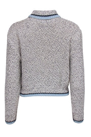 Current Boutique-St. John - Cream, Navy & Silver Cropped Turtleneck Sweater Sz S