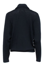 Current Boutique-St. John - Black Knit Wrap Sweater w/ Gold Button Details Sz S