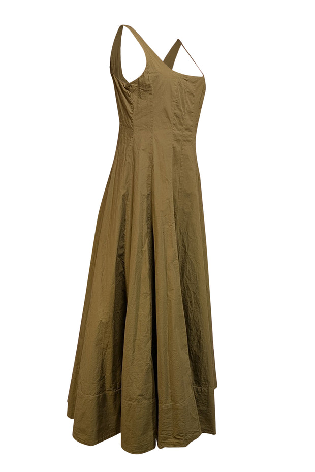 Staud - Army Green Poplin Sleeveless Dress Sz 10 Staud - Army Green Poplin Sleeveless Dress Sz 10