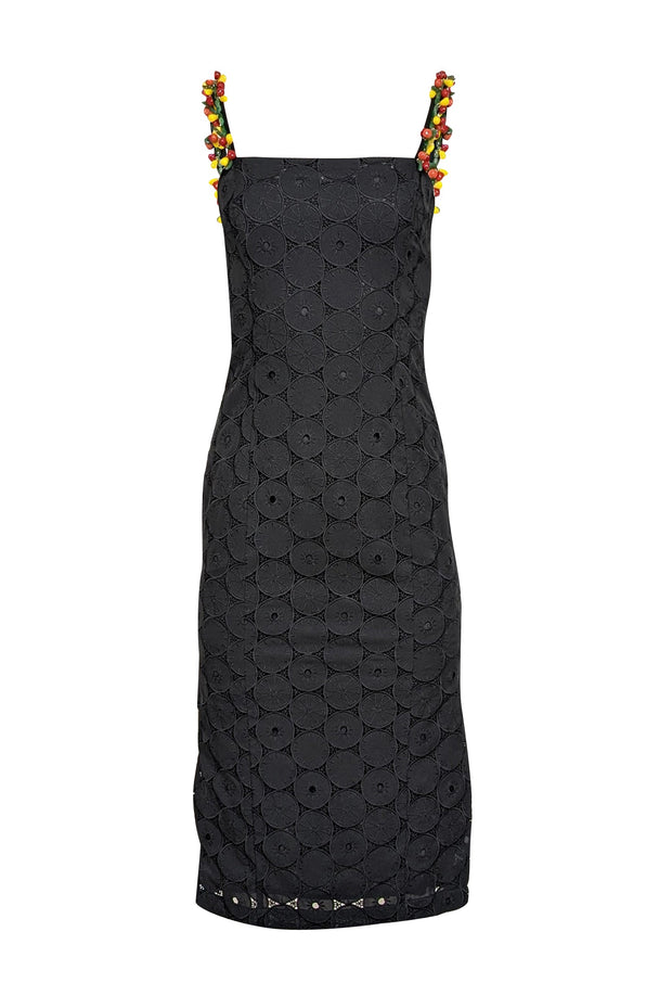 Staud - Black Citrus Lace Midi Dress w/ Glass Beaded Straps Sz 2 Staud - Black Citrus Lace Midi Dress w/ Glass Beaded Straps Sz 2