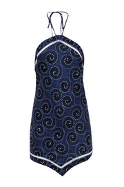 Current Boutique-Staud - Navy & White Whirlpool Print Linen Mini Dress Sz 6