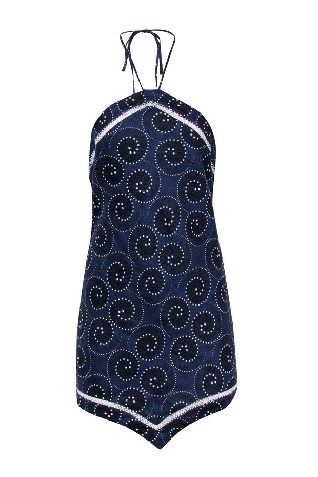 Current Boutique-Staud - Navy & White Whirlpool Print Linen Mini Dress Sz 6