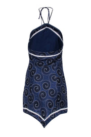 Current Boutique-Staud - Navy & White Whirlpool Print Linen Mini Dress Sz 6