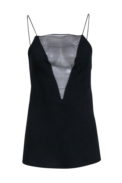 Current Boutique-Stella McCartney - Black Tank Blouse w/ Silk Mesh V Detail Sz 2