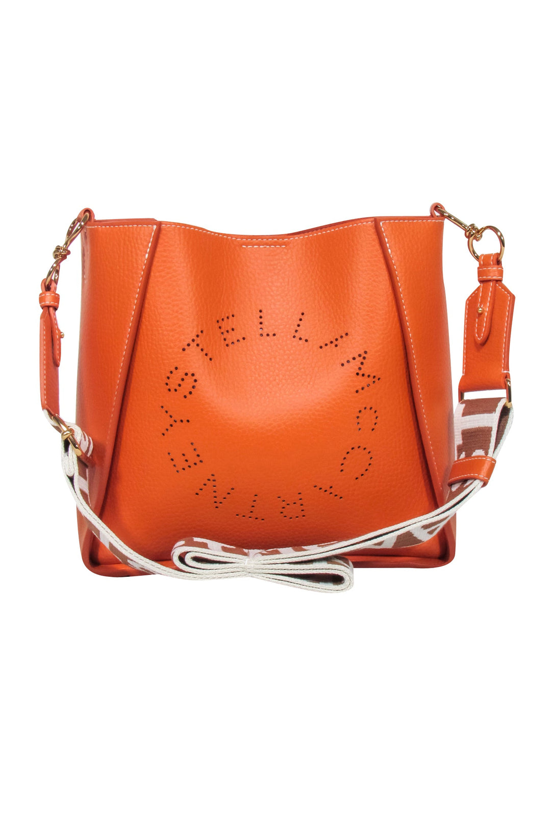 Stella McCartney - Orange Mini Embossed Grainy Mat Faux Leather Crossb
