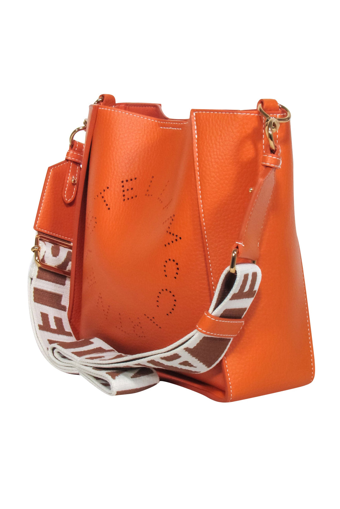 Stella McCartney - Orange Mini Embossed Grainy Mat Faux Leather