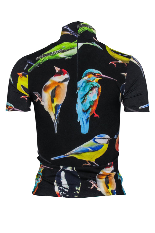 Current Boutique-Stella McCartney - Black w/ Multicolor Bird Print Mock Neck Top Sz 0