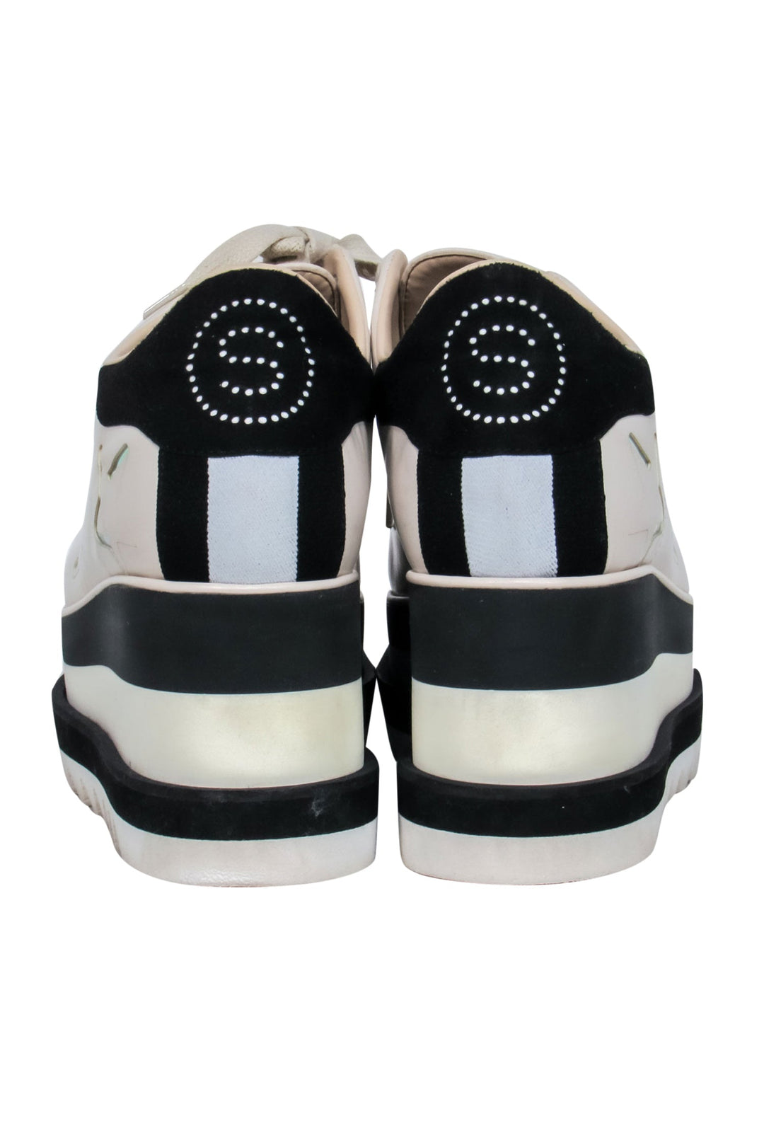 Stella McCartney - Cream & Black Platform Sneakers w/ Iridescent Stars