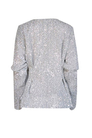 Current Boutique-Stine Goya - Silver Metallic Sequined Blouse Sz M