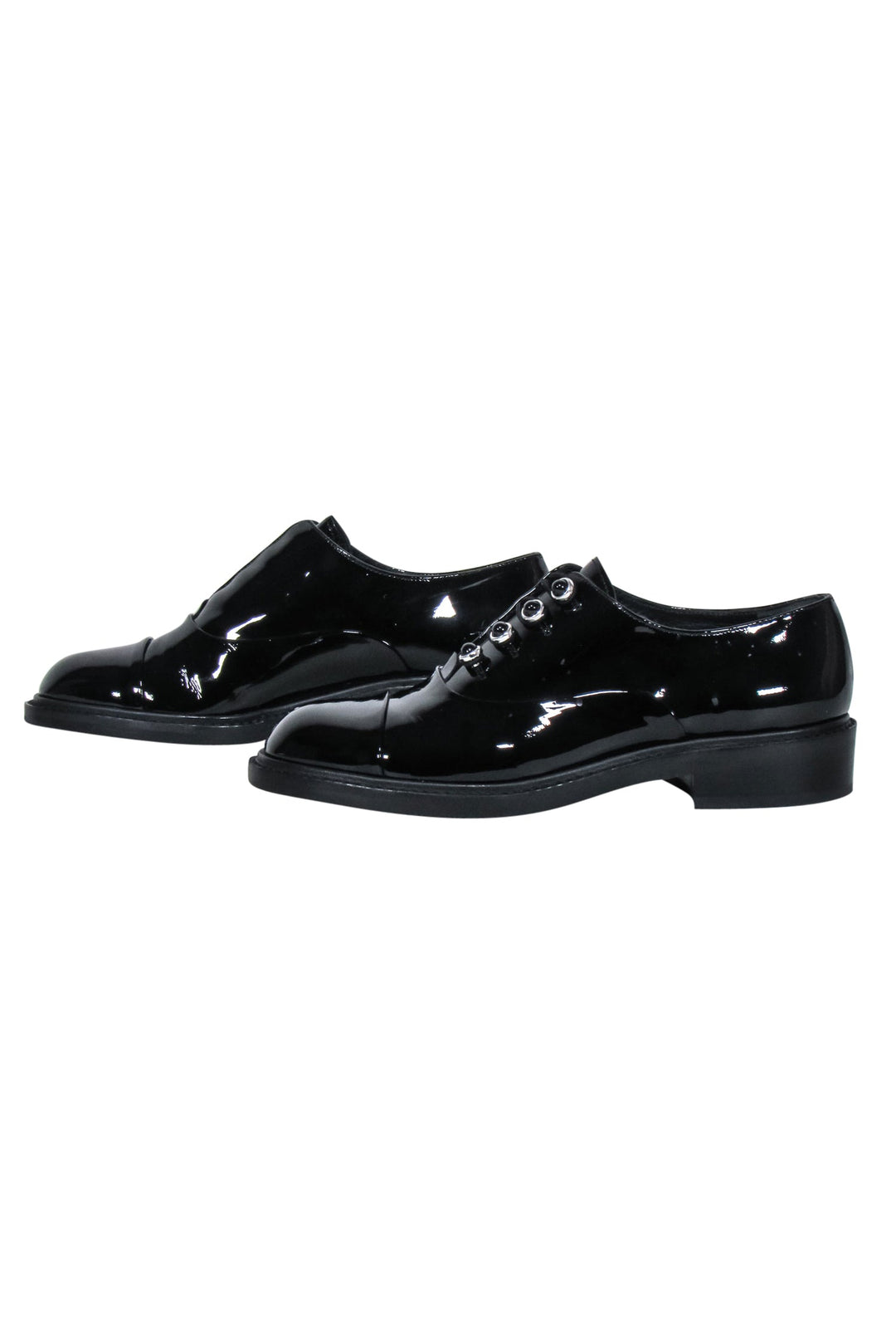 Stuart Weitzman - Black Patent Lace Up Oxfords Sz 6  Stuart weitzman Black patent leather shoes main image 0