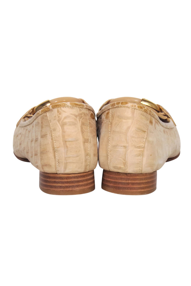 Current Boutique-Stuart Weitzman - Tan Croc Textured Flats Sz 8.5