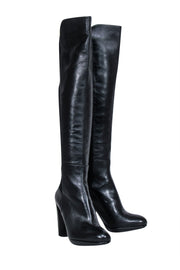 Current Boutique-Stuart Weitzman - Black Leather Tall Heel Boots Sz 8