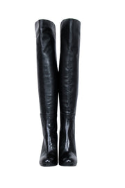 Current Boutique-Stuart Weitzman - Black Leather Tall Heel Boots Sz 8