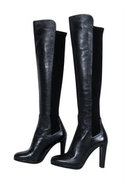 Current Boutique-Stuart Weitzman - Black Leather Tall Heel Boots Sz 8