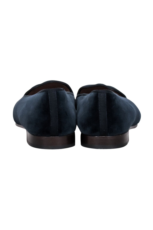 Current Boutique-Stubbs & Wootton S- Navy Velvet Loafers w/ Embroidered Face Detail Sz 11