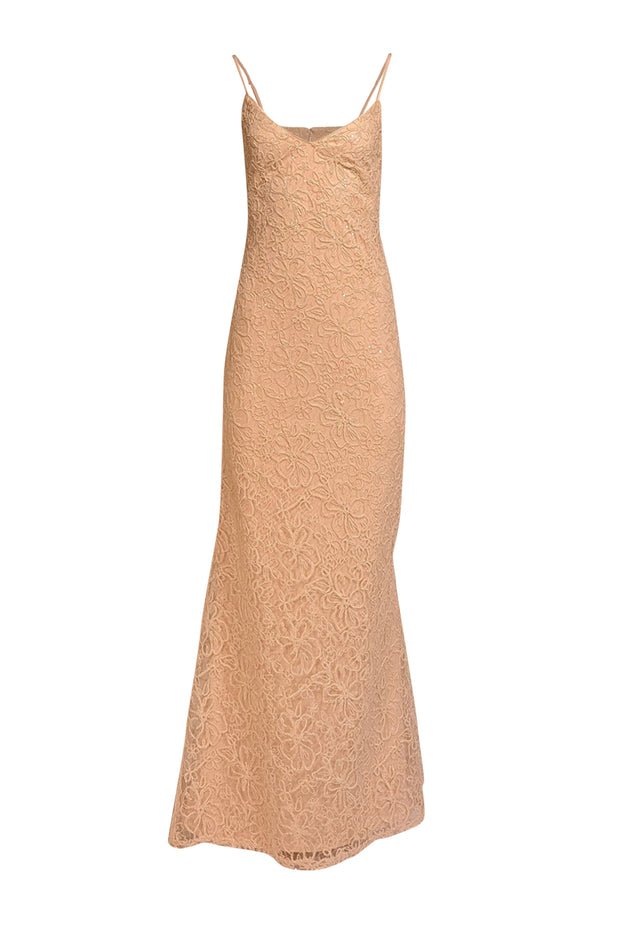 Sho by Tadashi Shoji - Cream Sequin Embroidered Lace Sleeveless Formal Dress Sz 6 | Current Boutique Sho by Tadashi Shoji - Cream Sequin Embroidered Lace Sleeveless Formal Dress Sz 6 | Current Boutique