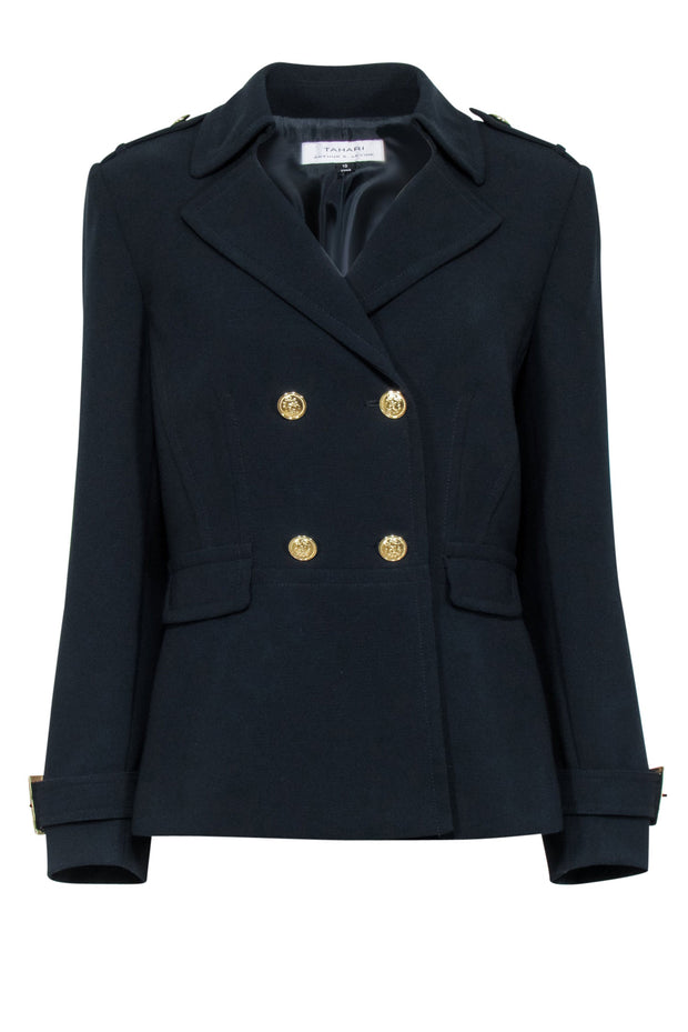 Current Boutique-Tahari - Black Double Breasted Blazer Sz 10