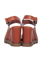Current Boutique-Tamara Mellon - Tan Leather Open Toe Wedges Sz 7.5