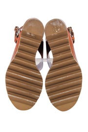 Current Boutique-Tamara Mellon - Tan Leather Open Toe Wedges Sz 7.5