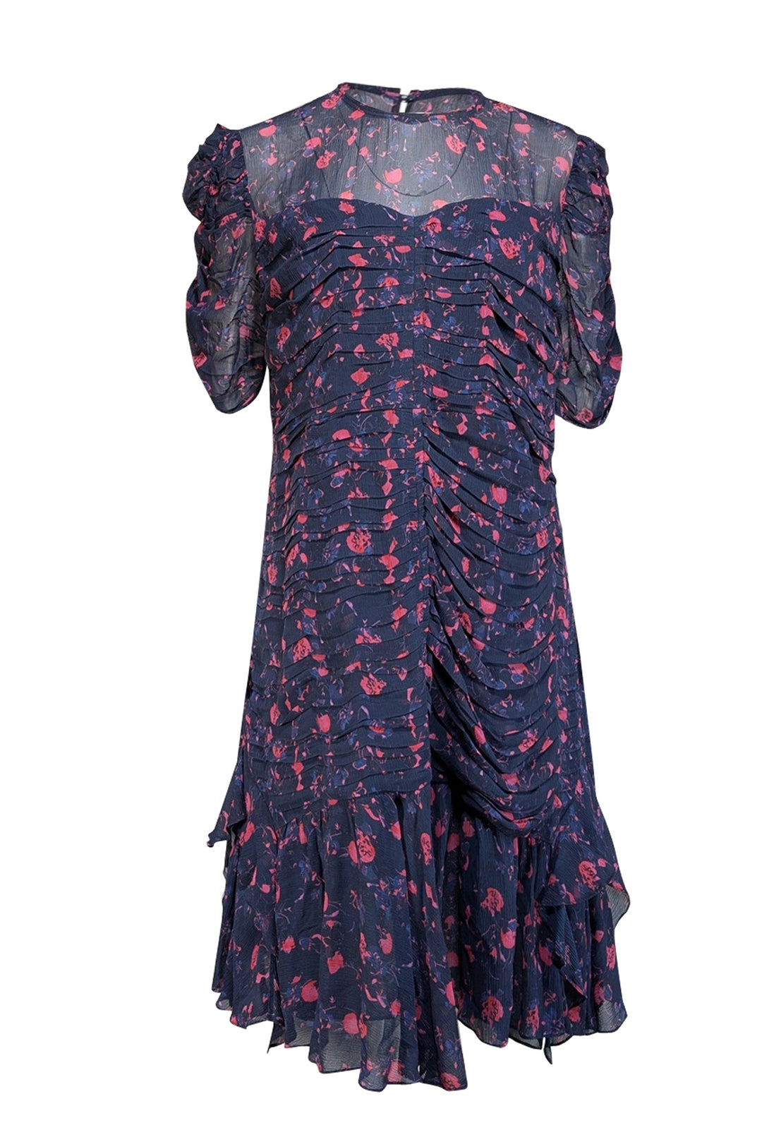 sachin and babi light blue dress Adrianna Papell Border Jacquard Pleated Sleeveless Fit & Flare Dress in Navy /Pink Multi main image 1