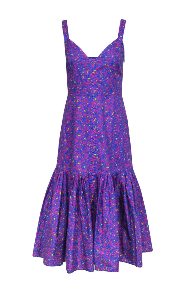 tanya taylor pink floral dress Tanya Taylor Short Sleeve V Neck Floral Silk Ruffle Wrap Dress Pink Red Size 4