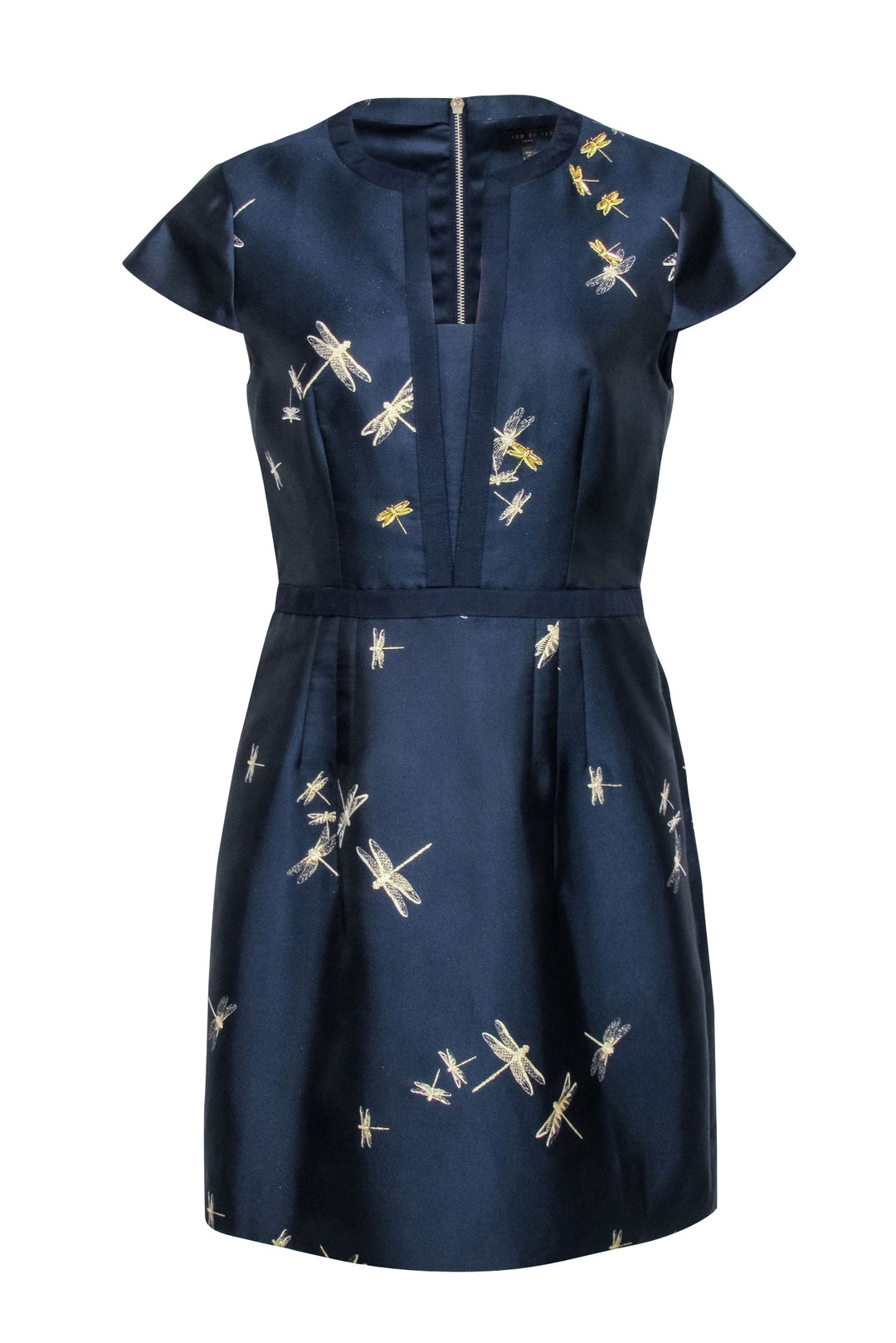 ted baker navy blue dress Ted Baker Navy Blue Fantasia Bodycon Halter Floral Dress (TB 2 or US 6   The Wandering Wardrobe Truck