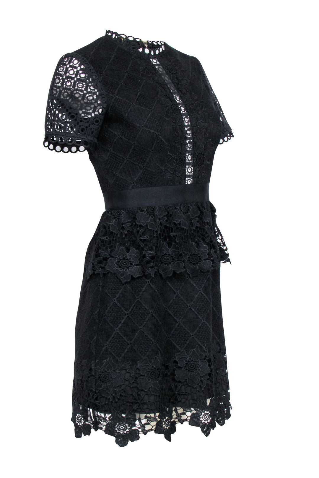 Ted Baker - Black Layered Lace Skater "Dixa" Dress Sz 4 Ted Baker - Black Layered Lace Skater "Dixa" Dress Sz 4
