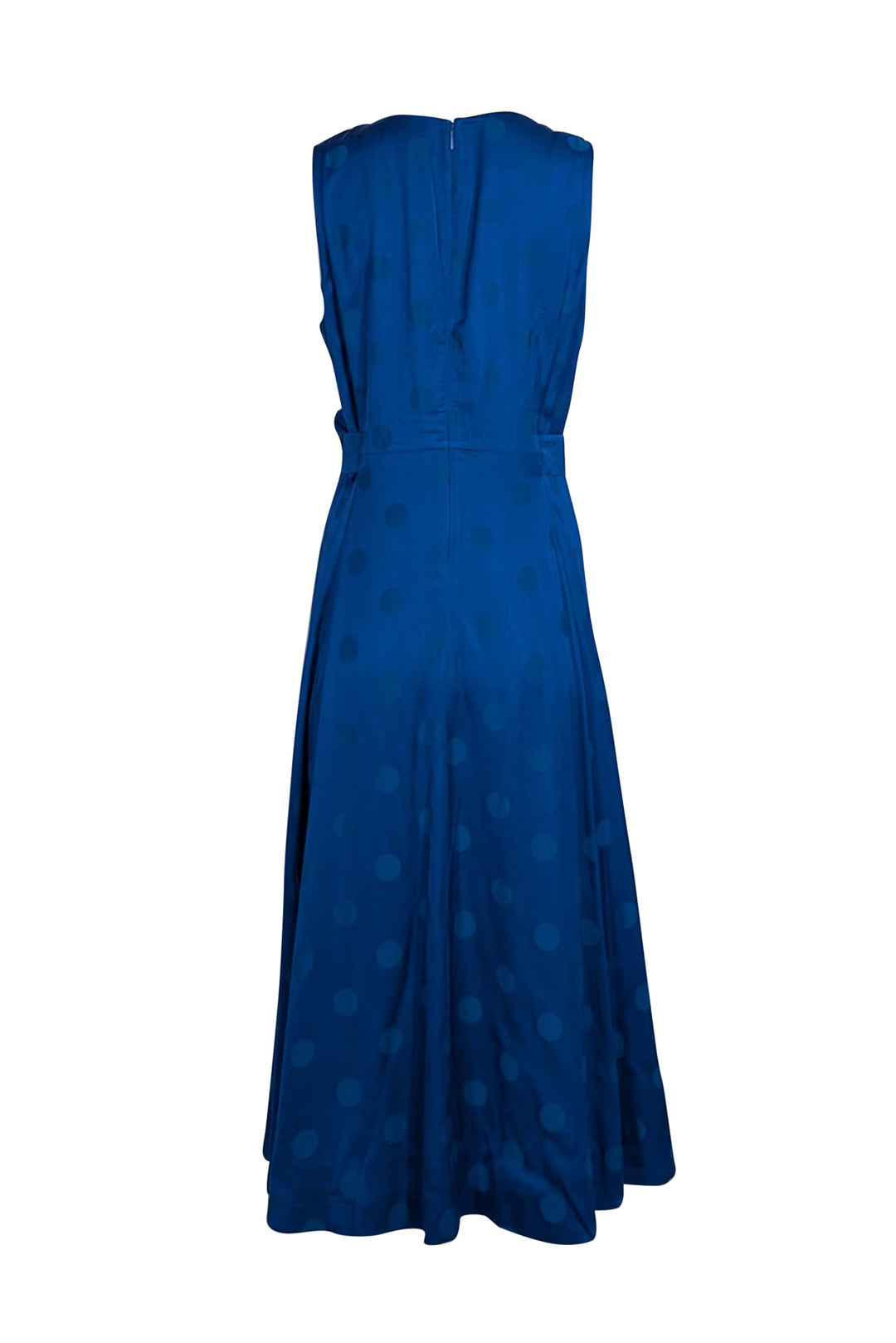 Ted Baker - Blue Polka Dot Satin Jacquard Belted Midi Dress Sz 10