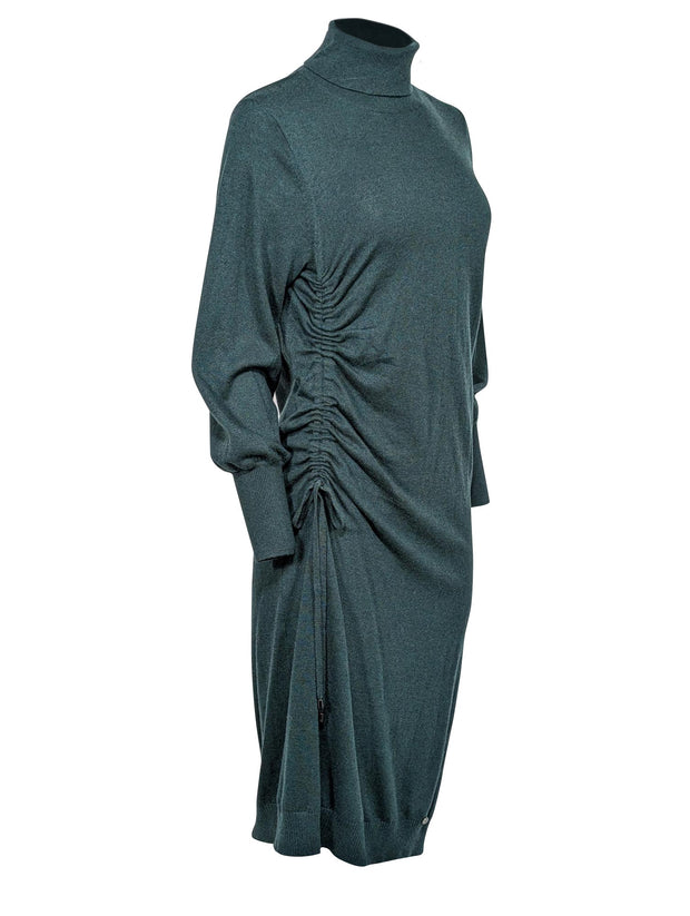Ted Baker - Dark Green Ruched Side Turtleneck Dress Sz 4 Ted Baker - Dark Green Ruched Side Turtleneck Dress Sz 4