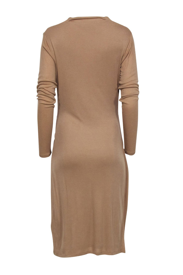 Ted Baker - Beige Ribbed Cowl Neckline Dress Sz 6 Ted Baker - Beige Ribbed Cowl Neckline Dress Sz 6
