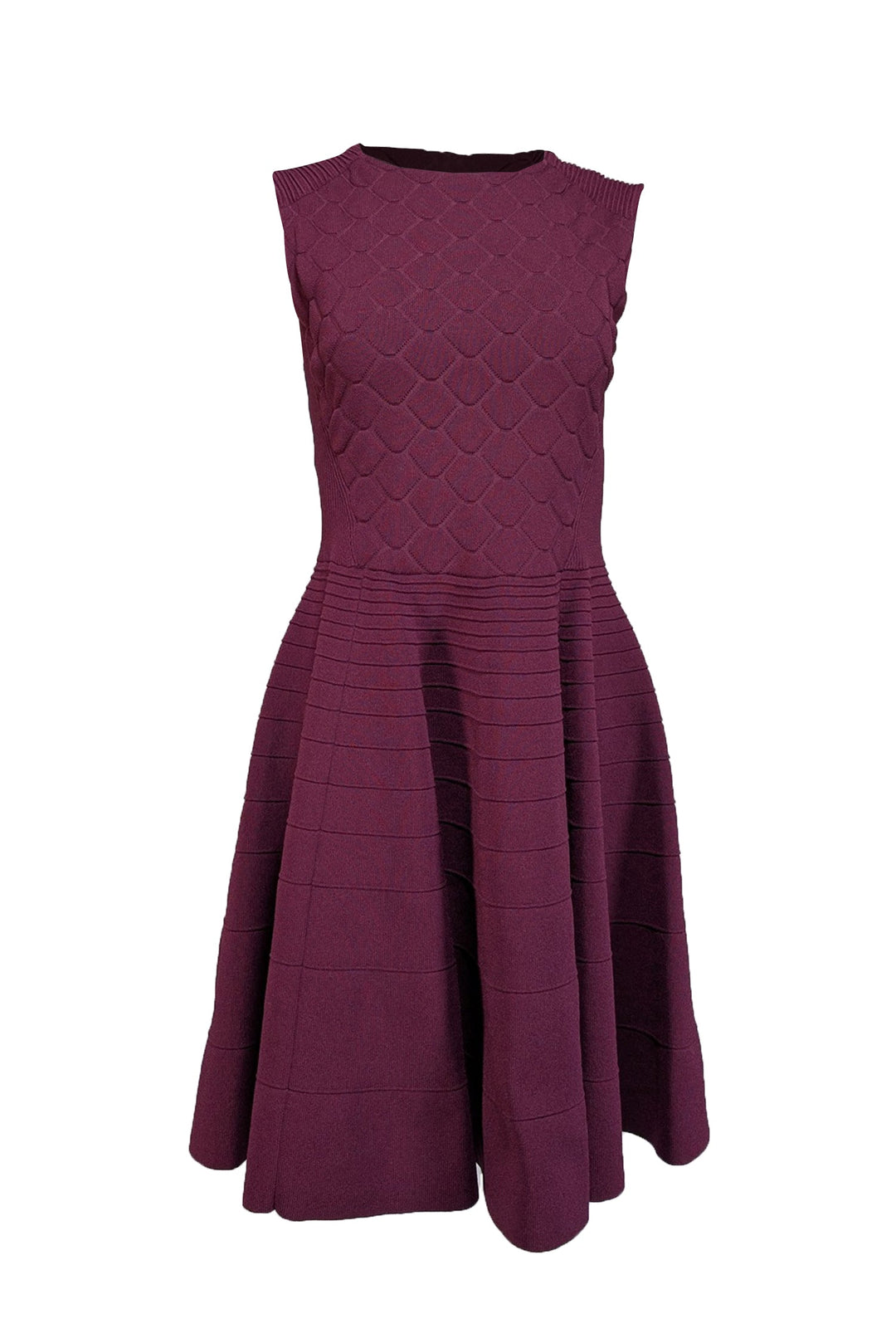 Ted Baker - Burgundy Textured Knit Fit & Flare Dress Sz 8 Ted Baker - Burgundy Textured Knit Fit & Flare Dress Sz 8